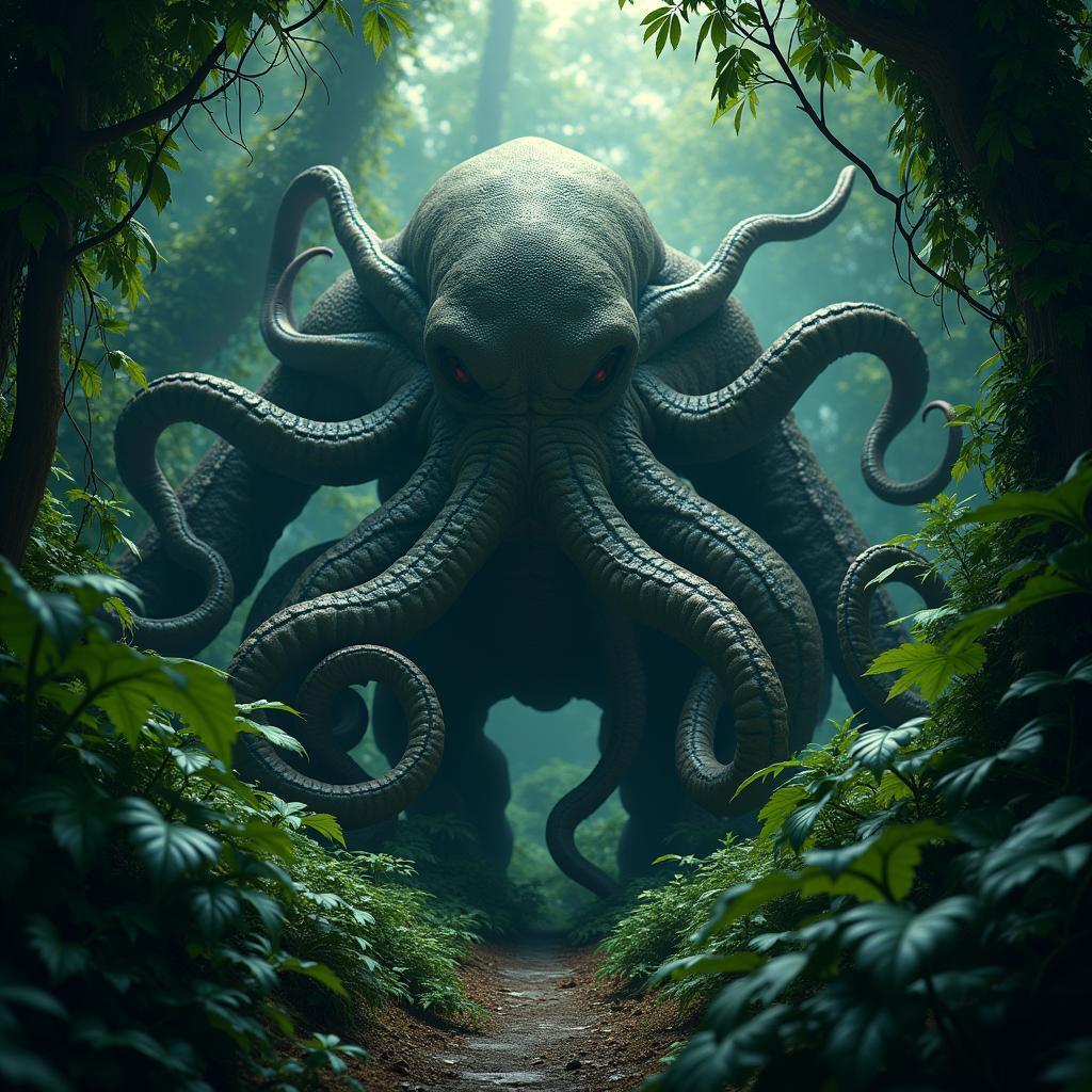 Cthulhu Entwined in Vivid Jungle Vines