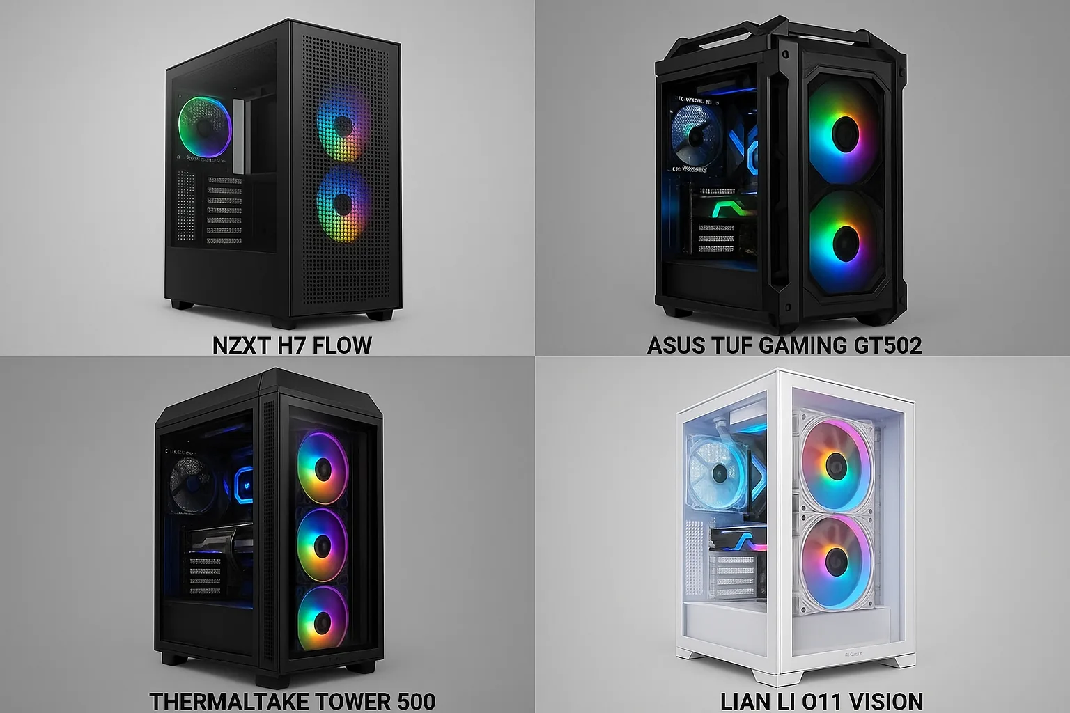 Compilation of Various Gaming PC Case Designs in Different Colors