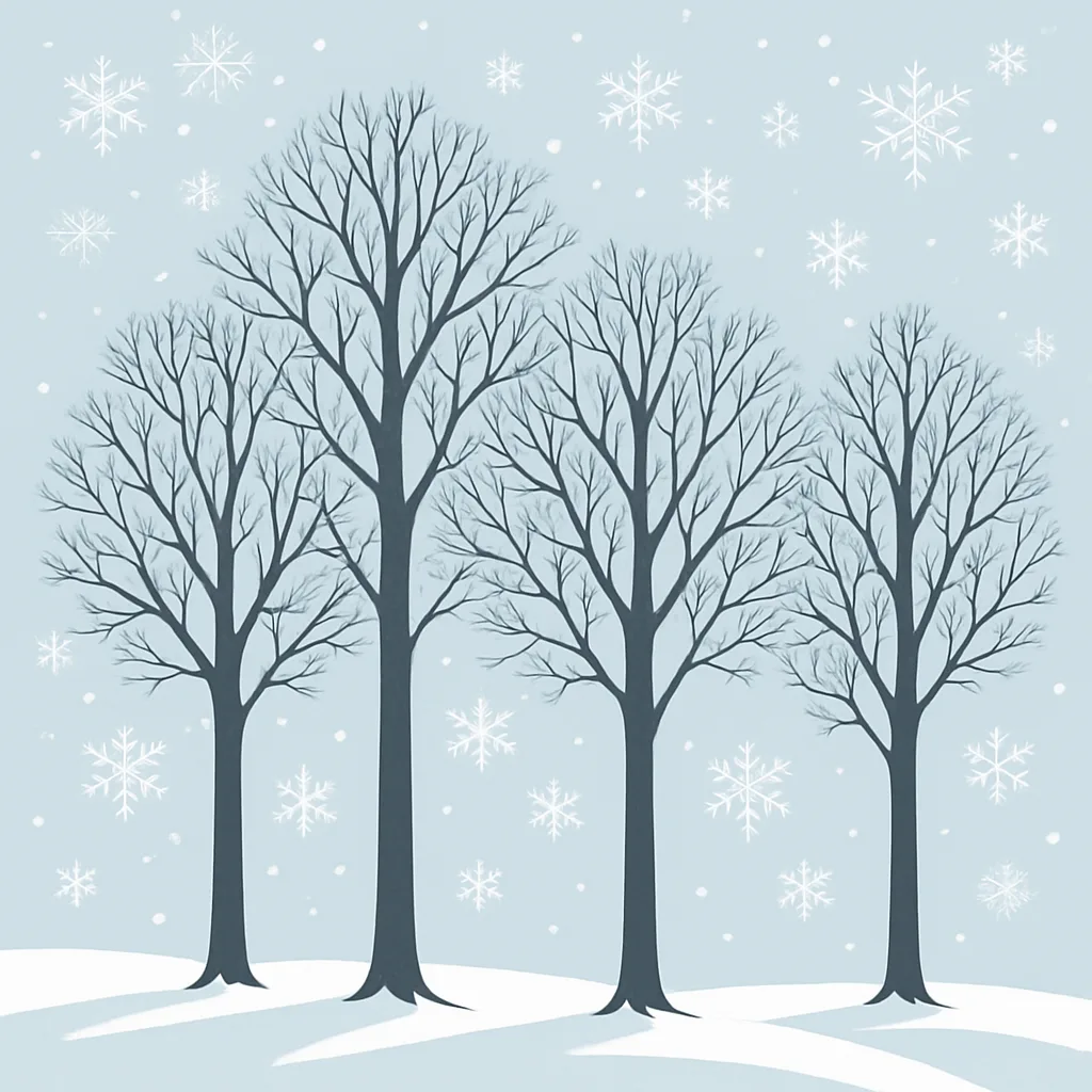Craft a Digital Vector Illustration Depicting a Serene Winter Scene