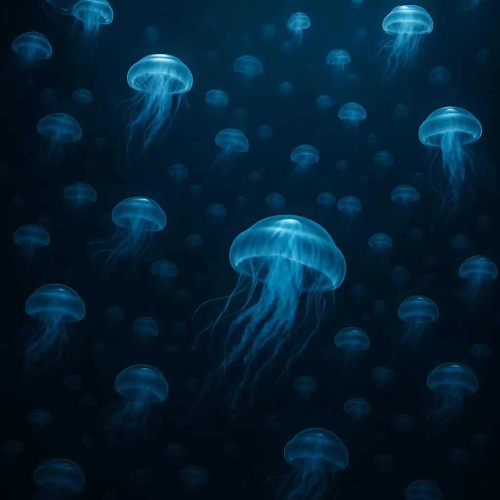 Vast Swarm of Luminous Jellyfish Pulses Rhythmically