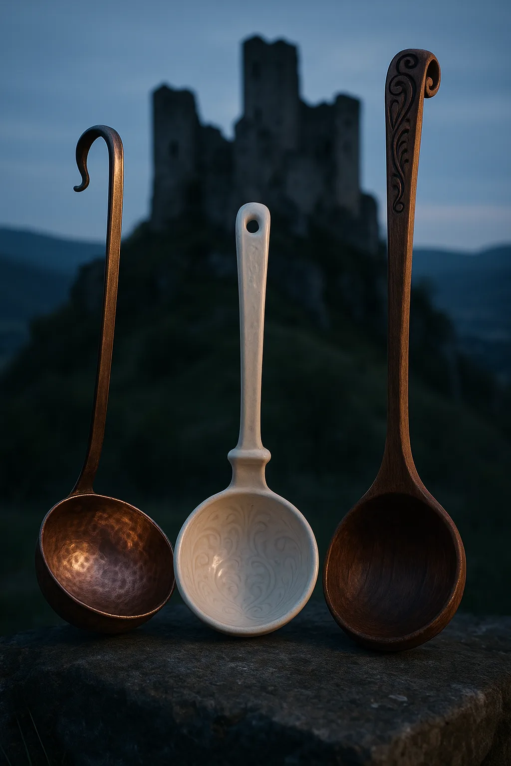 Against the Backdrop of Medieval Castle Ruins on a Hilltop