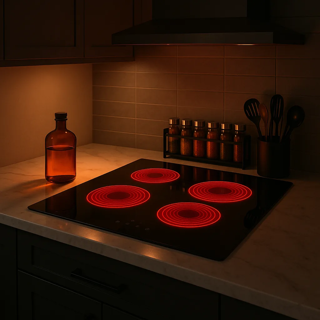 Modern Kitchen Setting Features a Smooth Black Induction Cooktop
