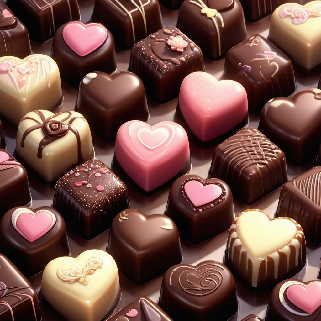 Anime Heart Shaped Chocolates in Golden Light