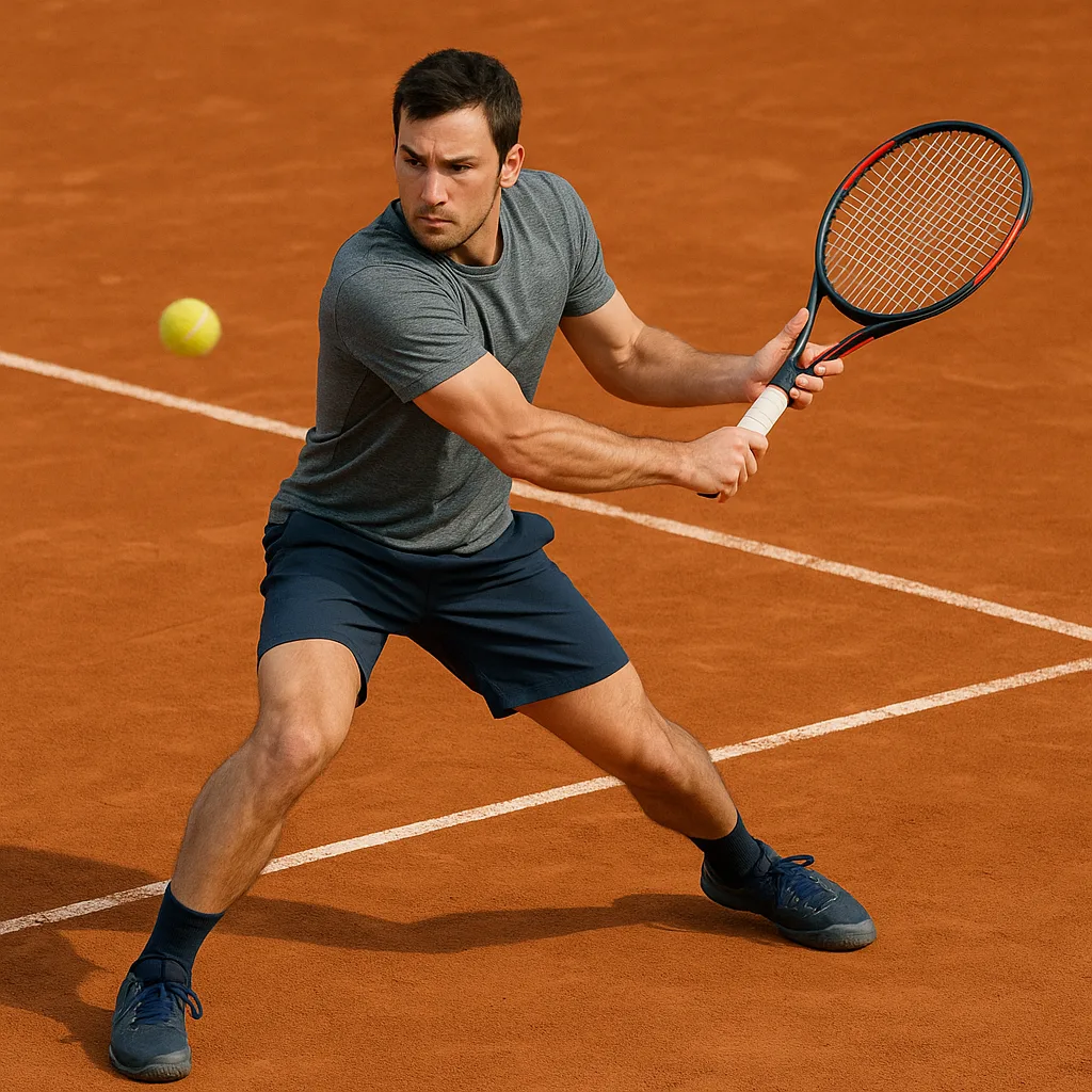 Male Tennis Player Wearing a Gray Shirt