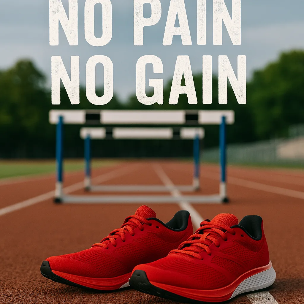 Pair of Red Running Shoes Resting on a Track