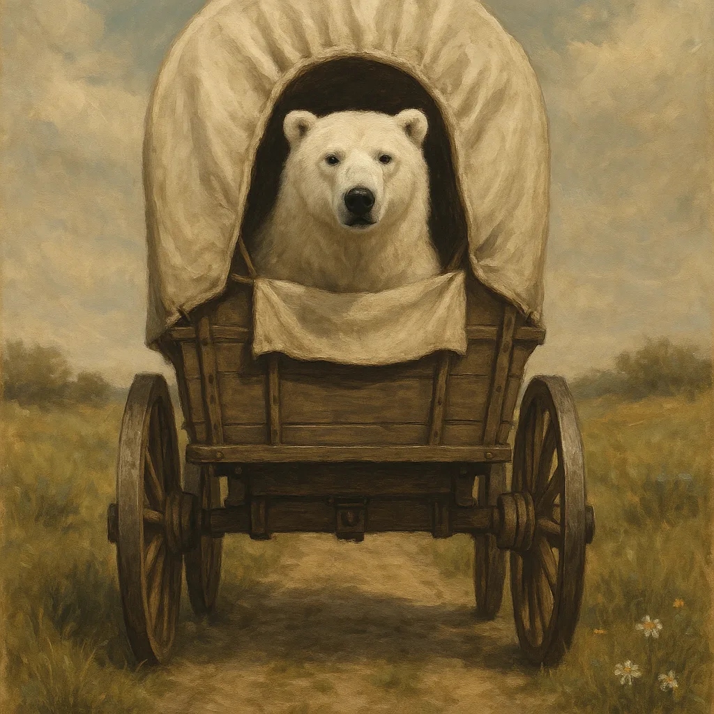 Rustic Prairie Wagon with a Sturdy White Canvas Cover