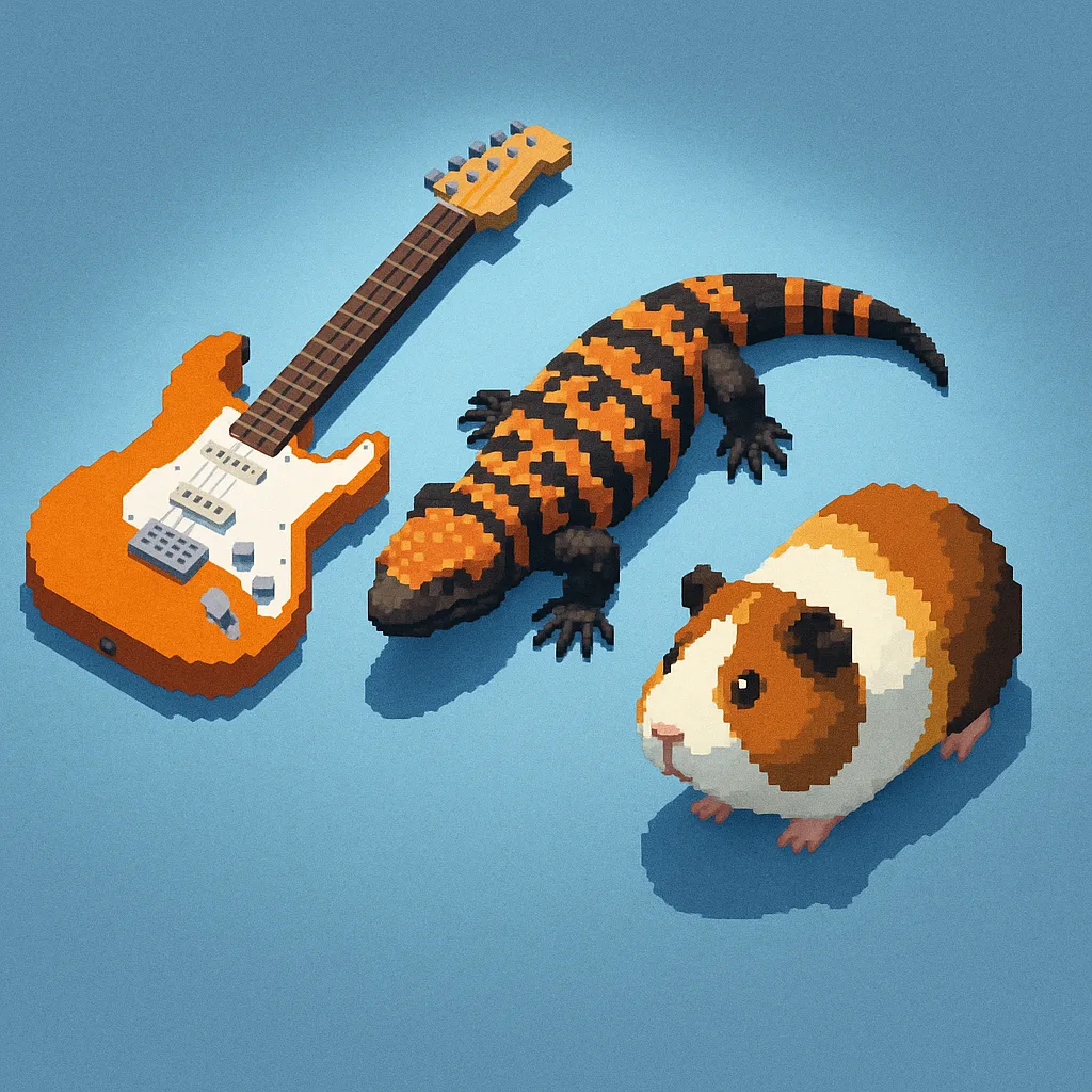 Isometric Pixel Art Electric Guitar