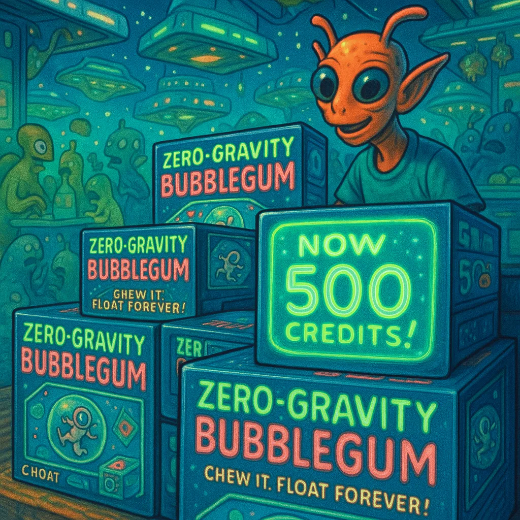 Whimsical Comic-style Illustration with a Playful Retro Sci-fi Vibe