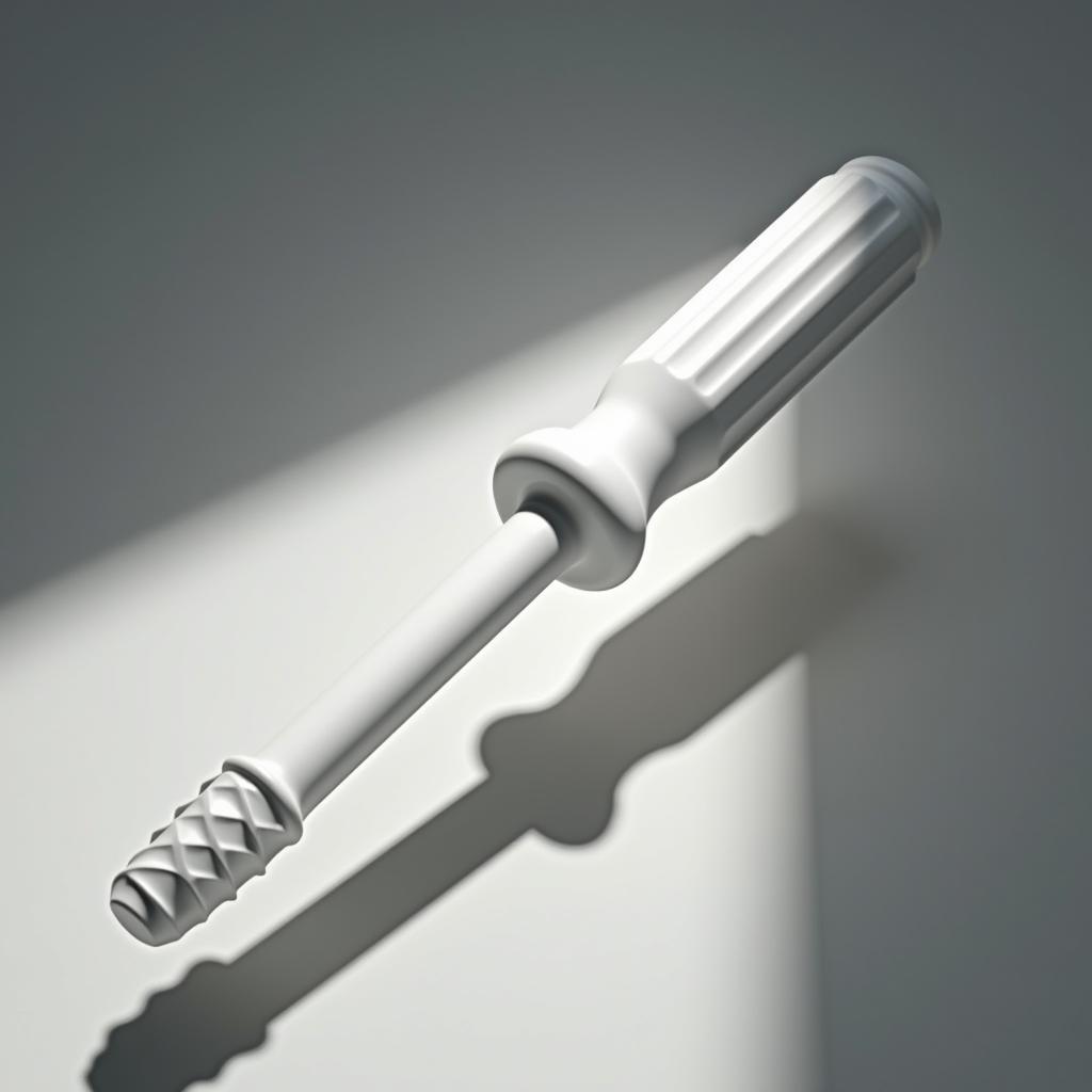 White 3D Screwdriver Icon in Dramatic Chiaroscuro