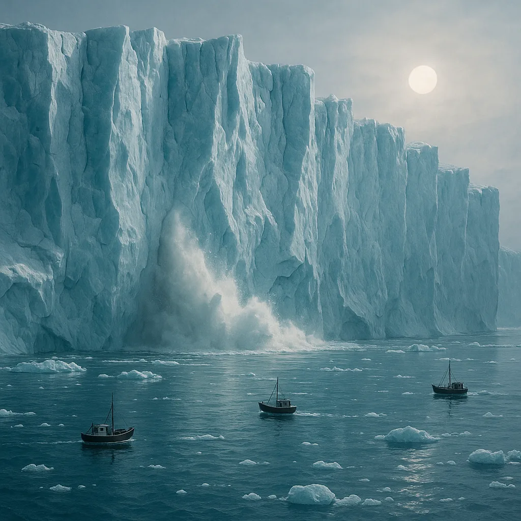 Three Minuscule Fishing Boats Are Dwarfed by Colossal