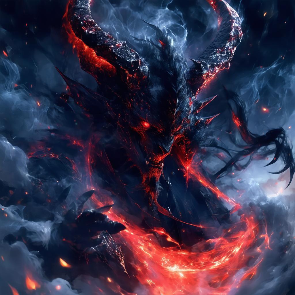 Smoke Wreathed Anime Demon Casting Dark Magic