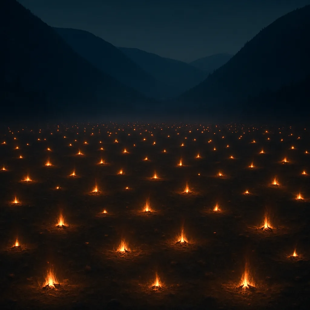 Dense Constellation of Countless Distant Campfires Flickers Across a Vast