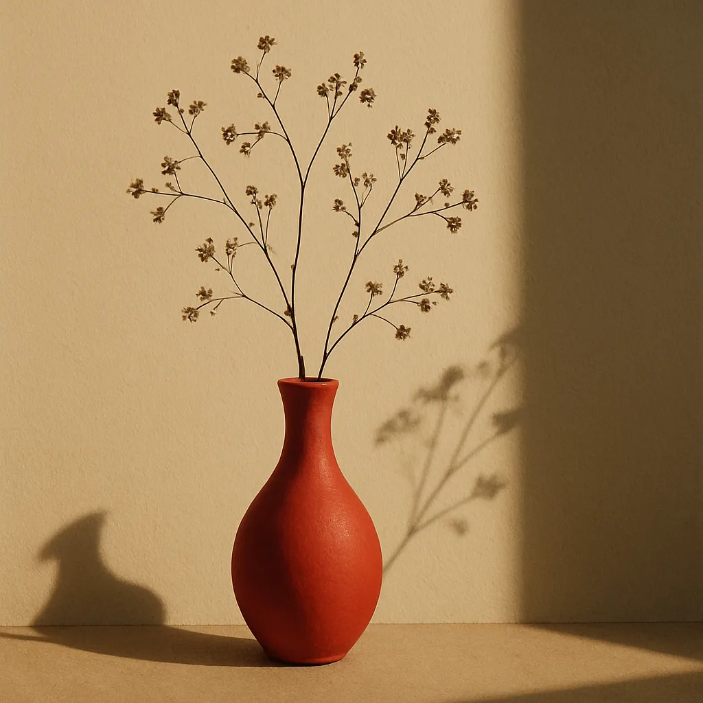 Simple Red Vase Holding Delicate