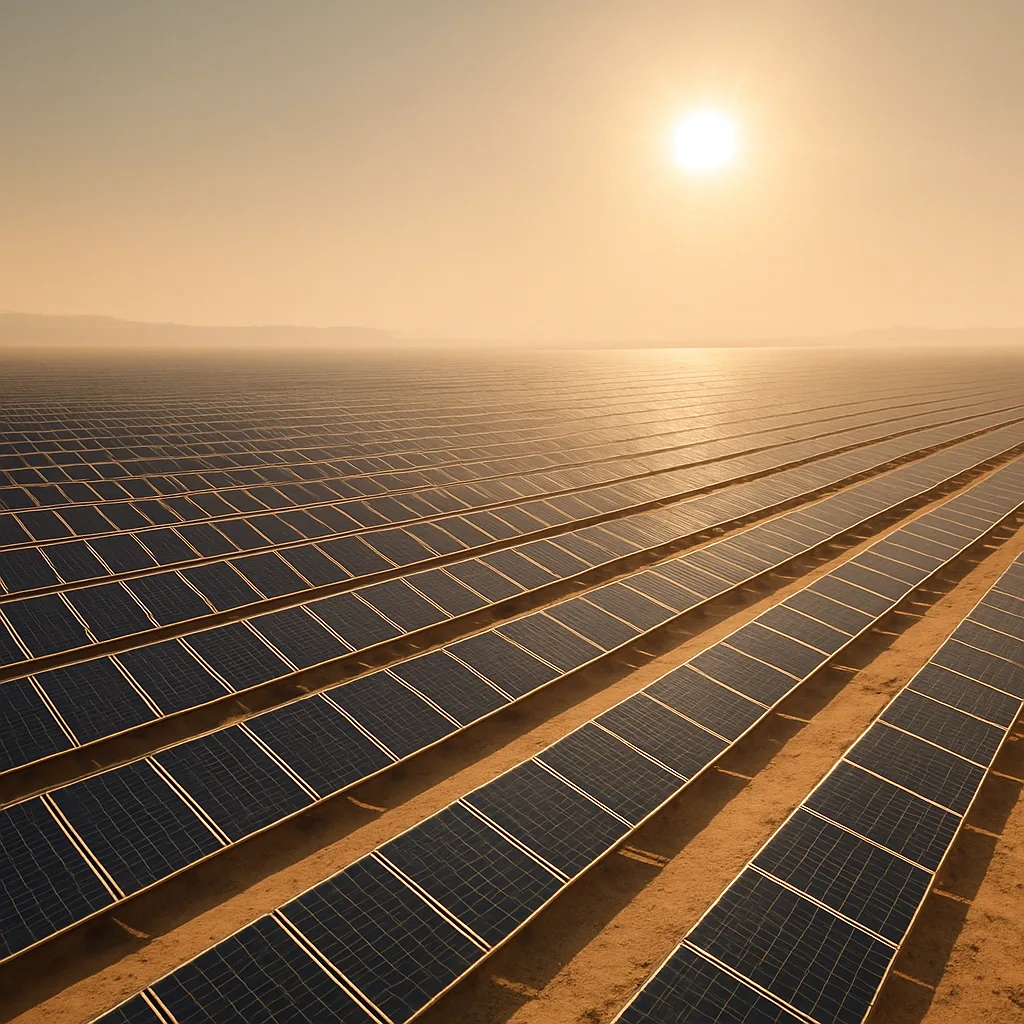 Vast Fields of Countless Solar Panels Stretch