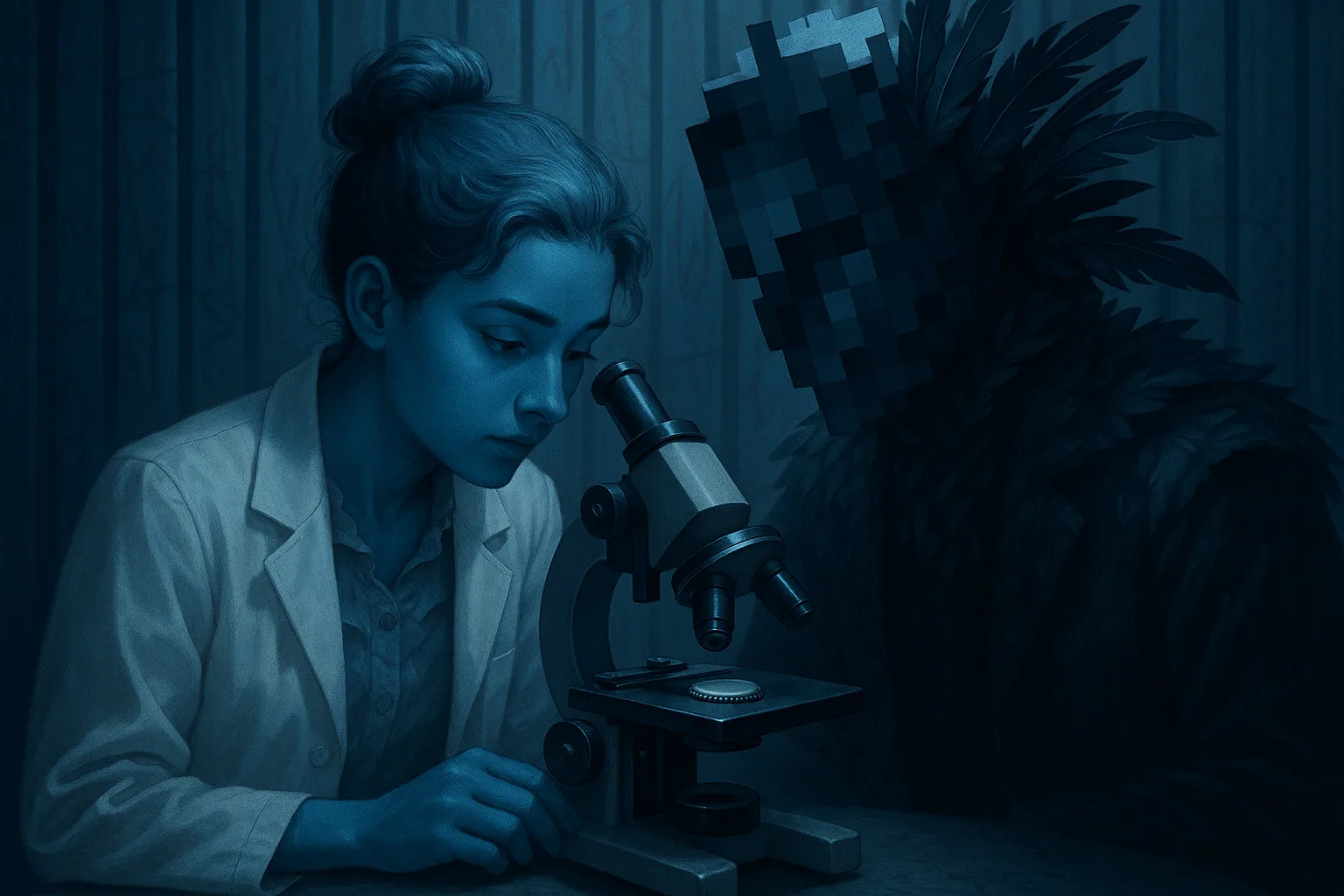 Blue-skinned Young Adult in a Lab Coat