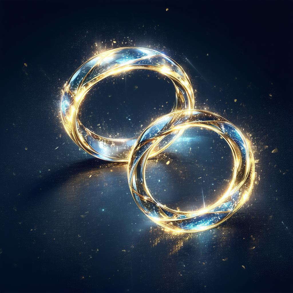 Two Glowing Rings Floating in a Dark Void