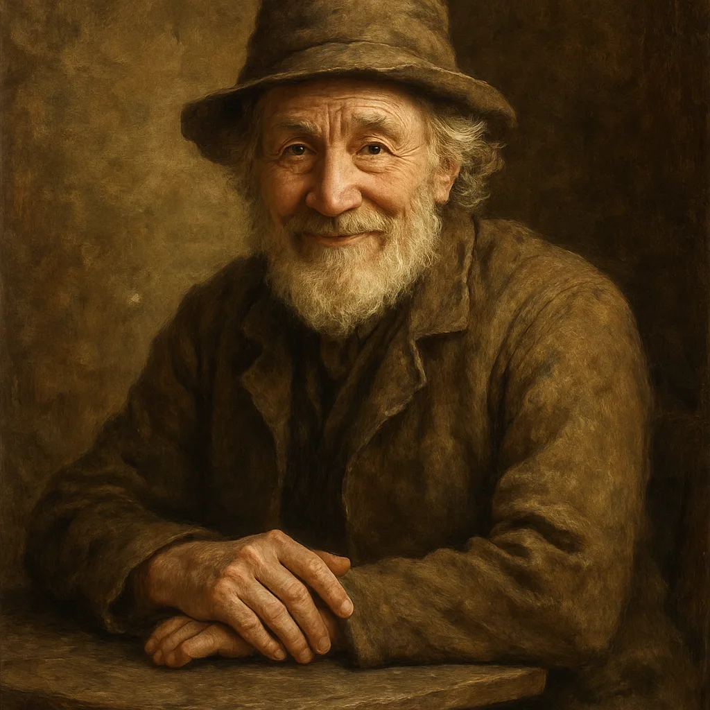 Intricate Artwork Depicting an Elderly Man with a Kind Expression