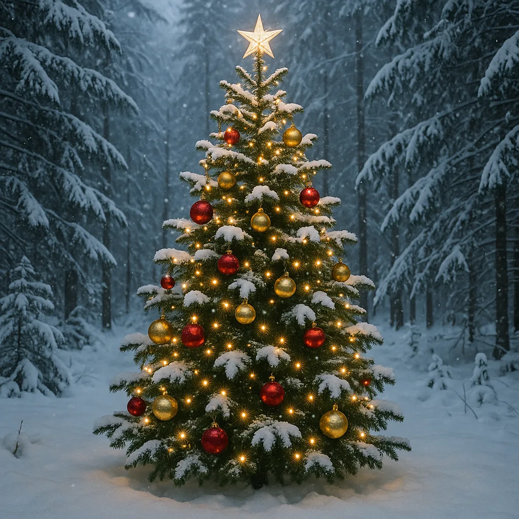 Christmas Tree Adorned with Decorations