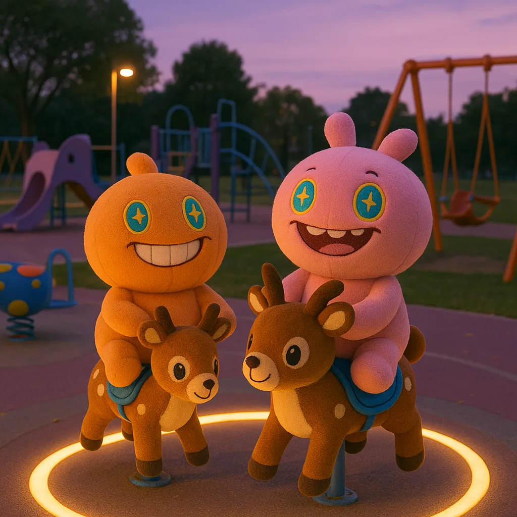 Two Playful Plush Figures