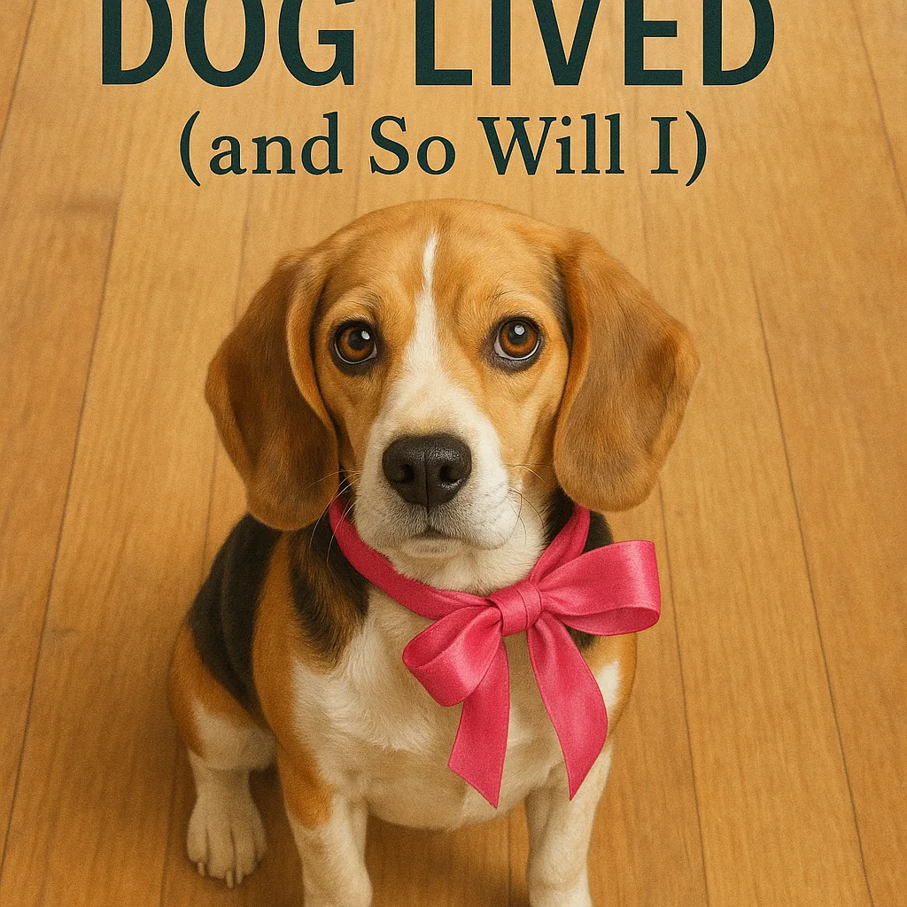 Beagle with a Pink Ribbon Collar Is Shown