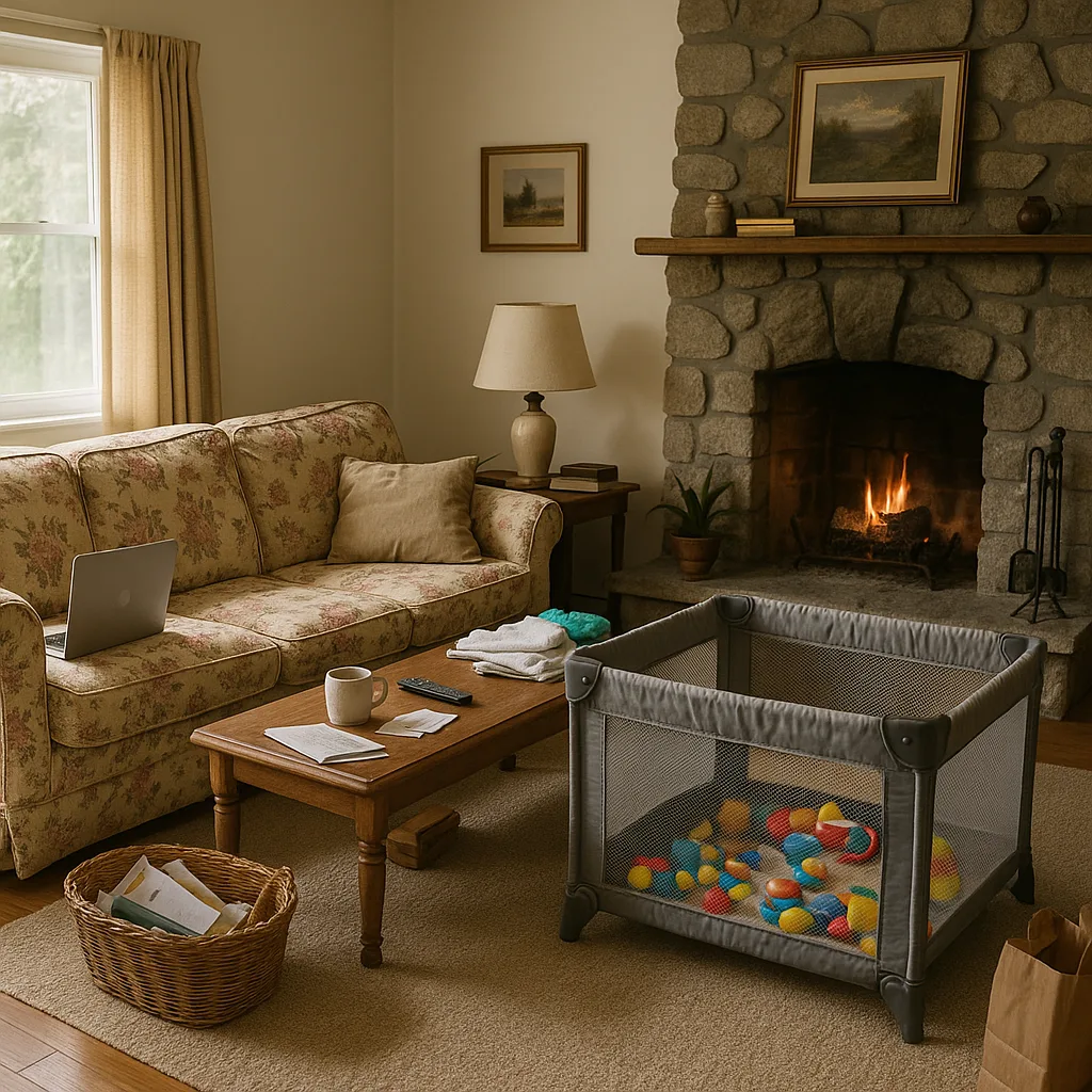 Living Room with a Floral Couch
