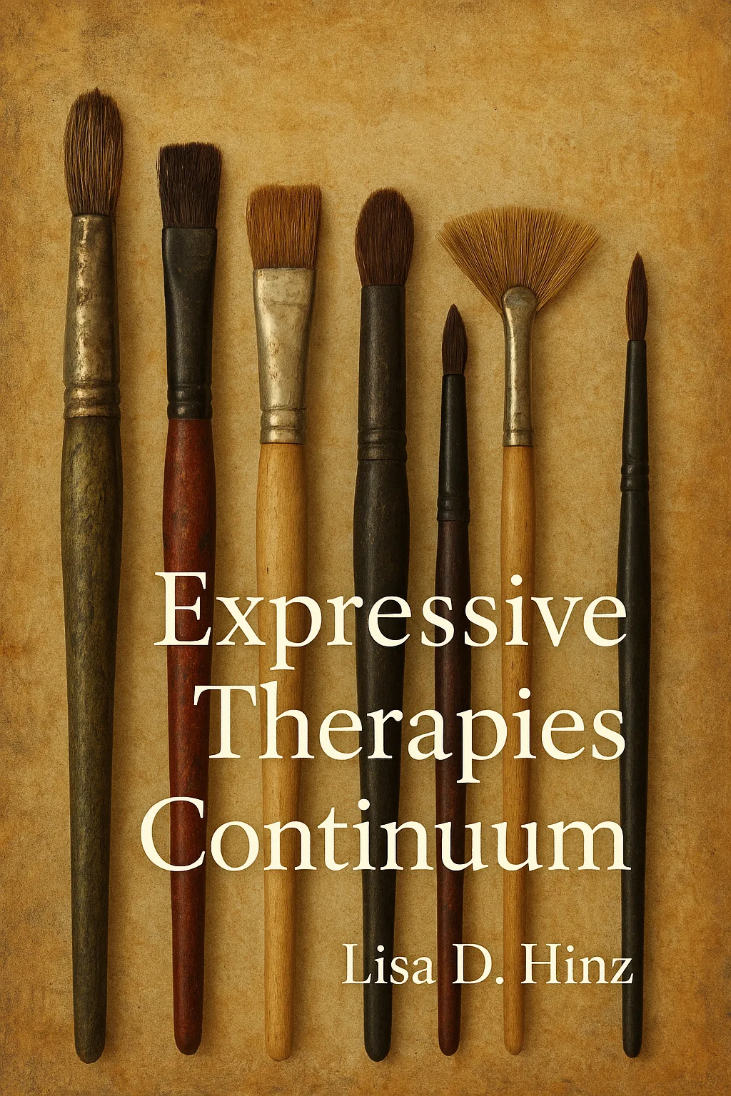 Collection of Art Brushes Arranged Vertically Against a Textured Background