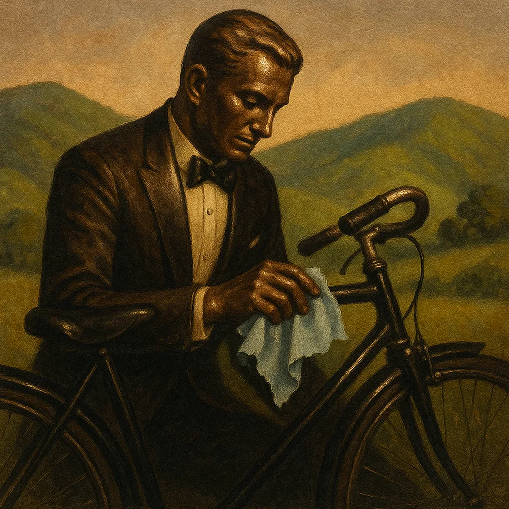 Bronze Sculpted Figure in Elegant Black Tie Meticulously Polishes