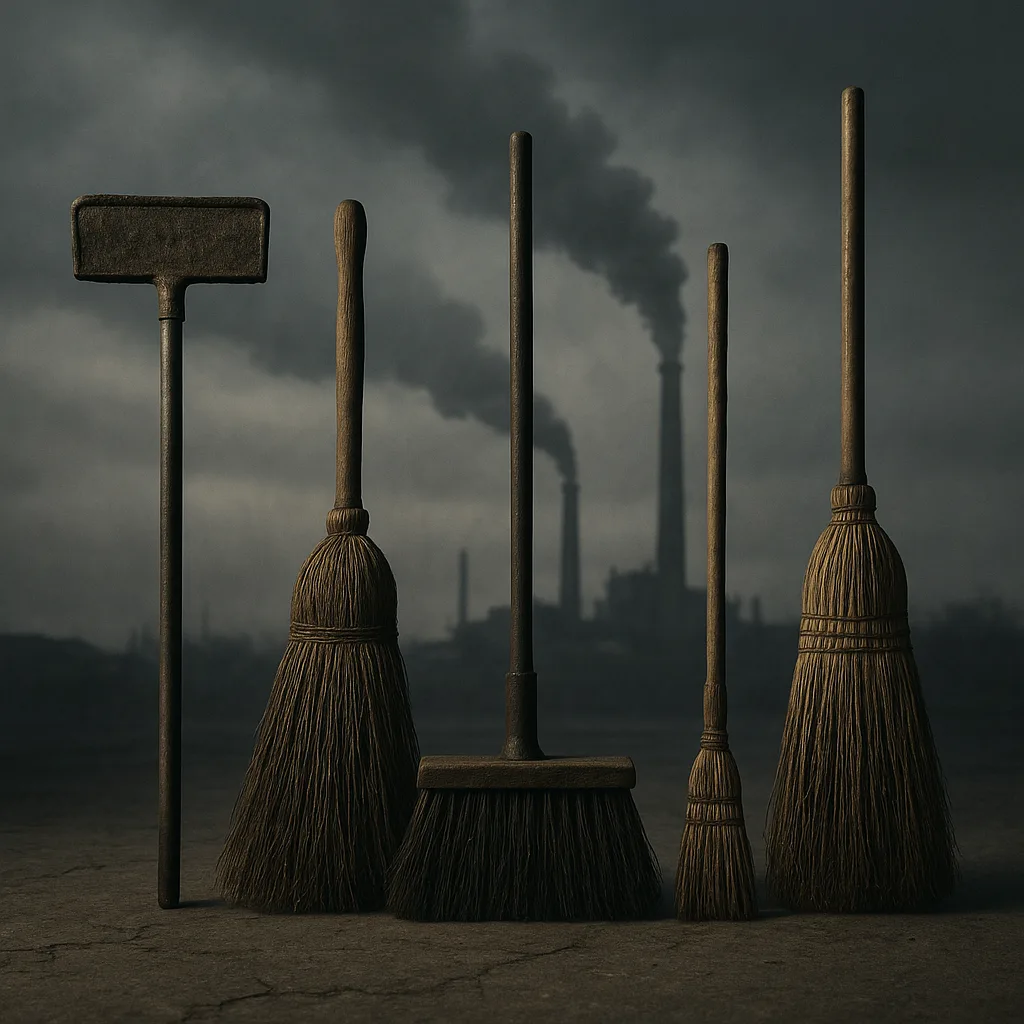 Under a Grey Sky Where Gritty Factory Smokestacks Billow
