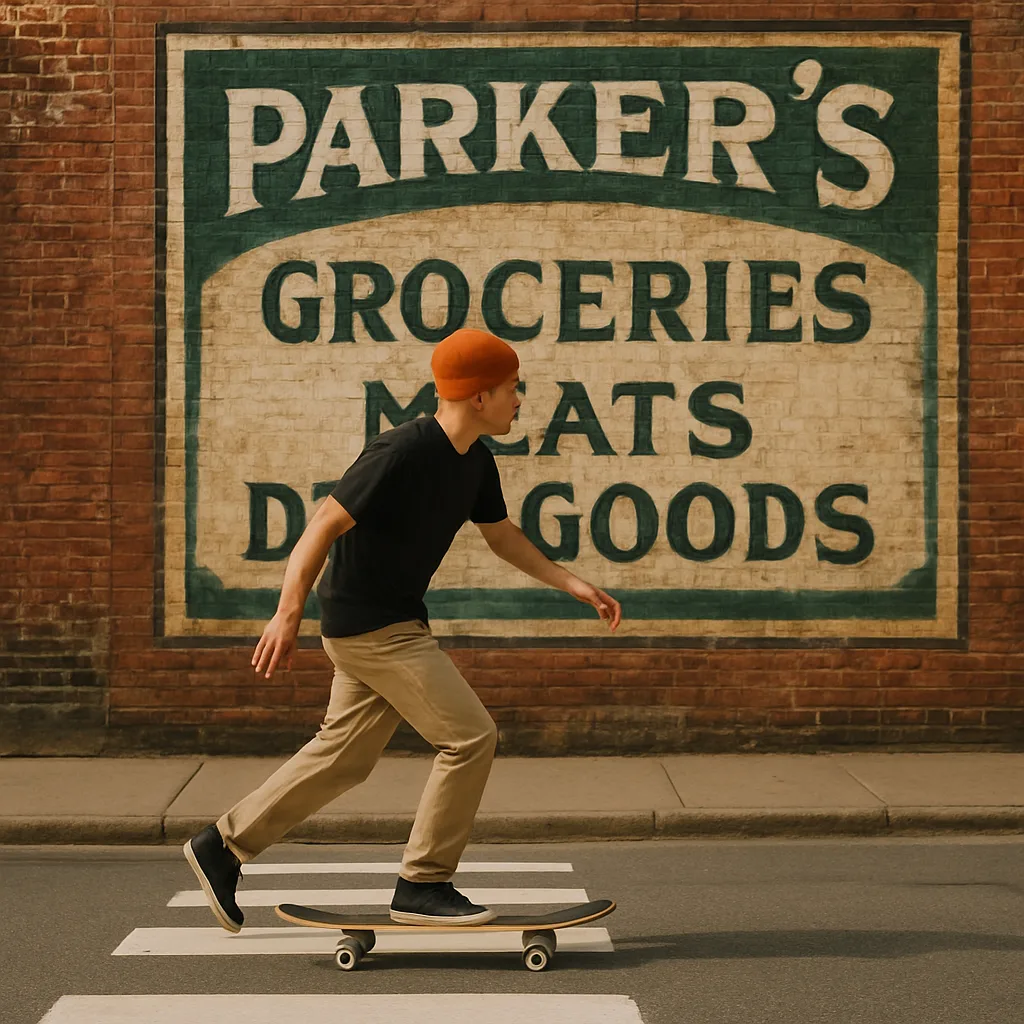 Person Skateboarding Across a Street