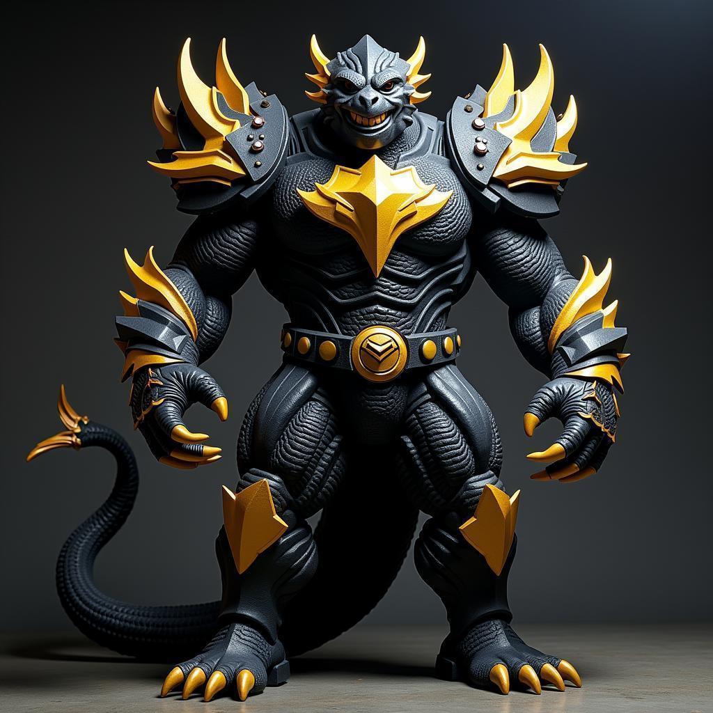 Black Komodo Power Ranger Posing With Megazord