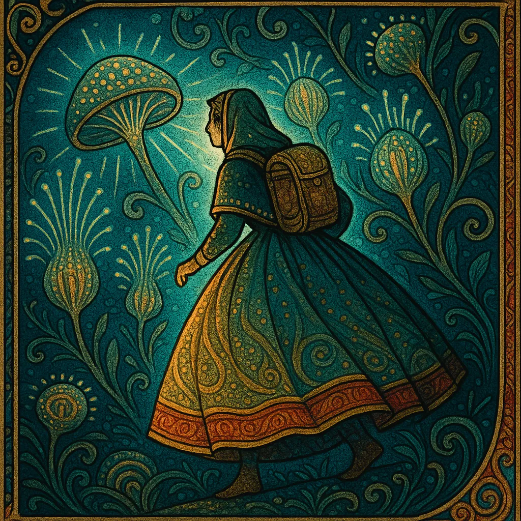 Hoopskirted Figure with a Backpack