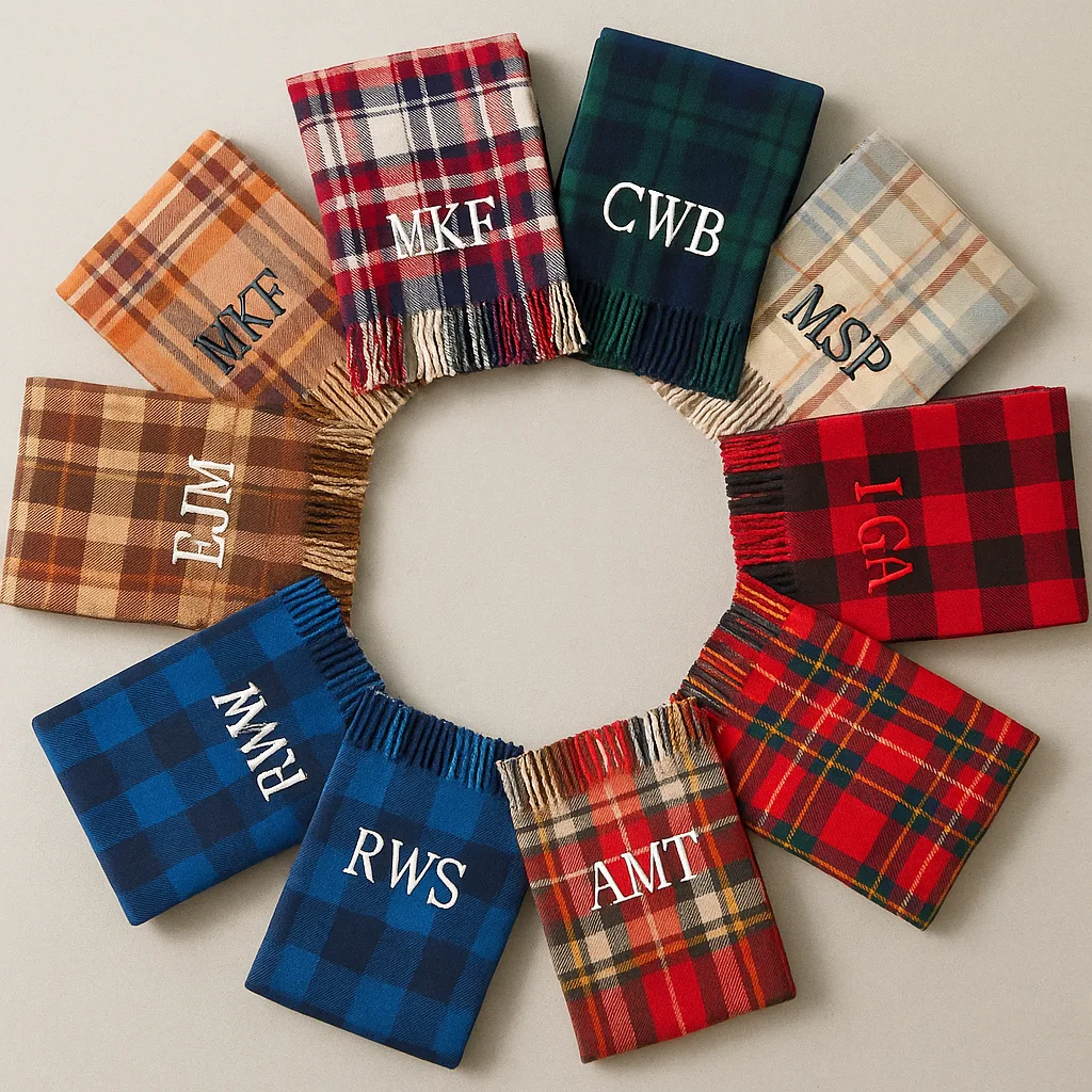 Circular Arrangement of Colorful Plaid and Checkered Blankets