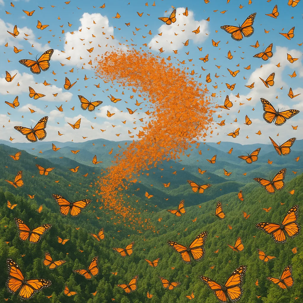 Thousands of Monarch Butterflies Create a Vibrant Orange Cloud
