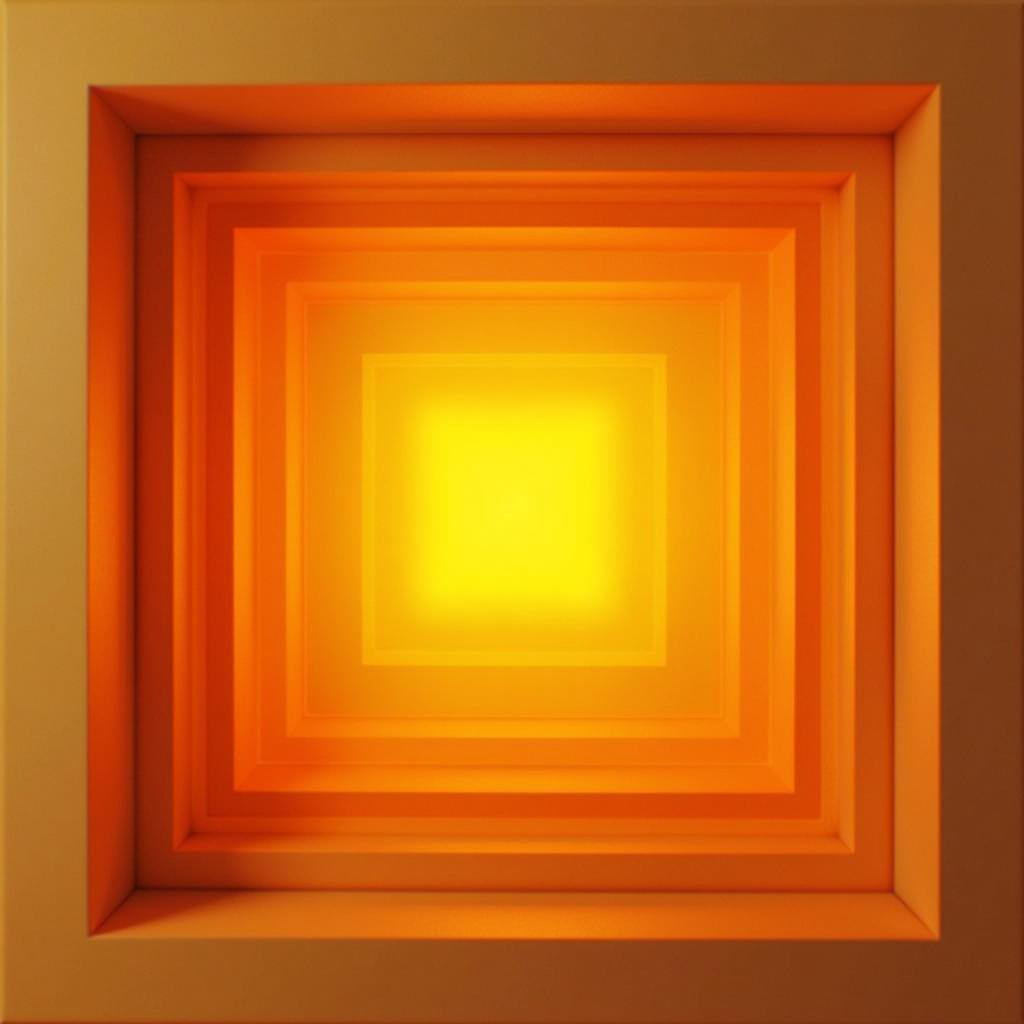 Concentric 3D Squares Fading Yellow to Orange