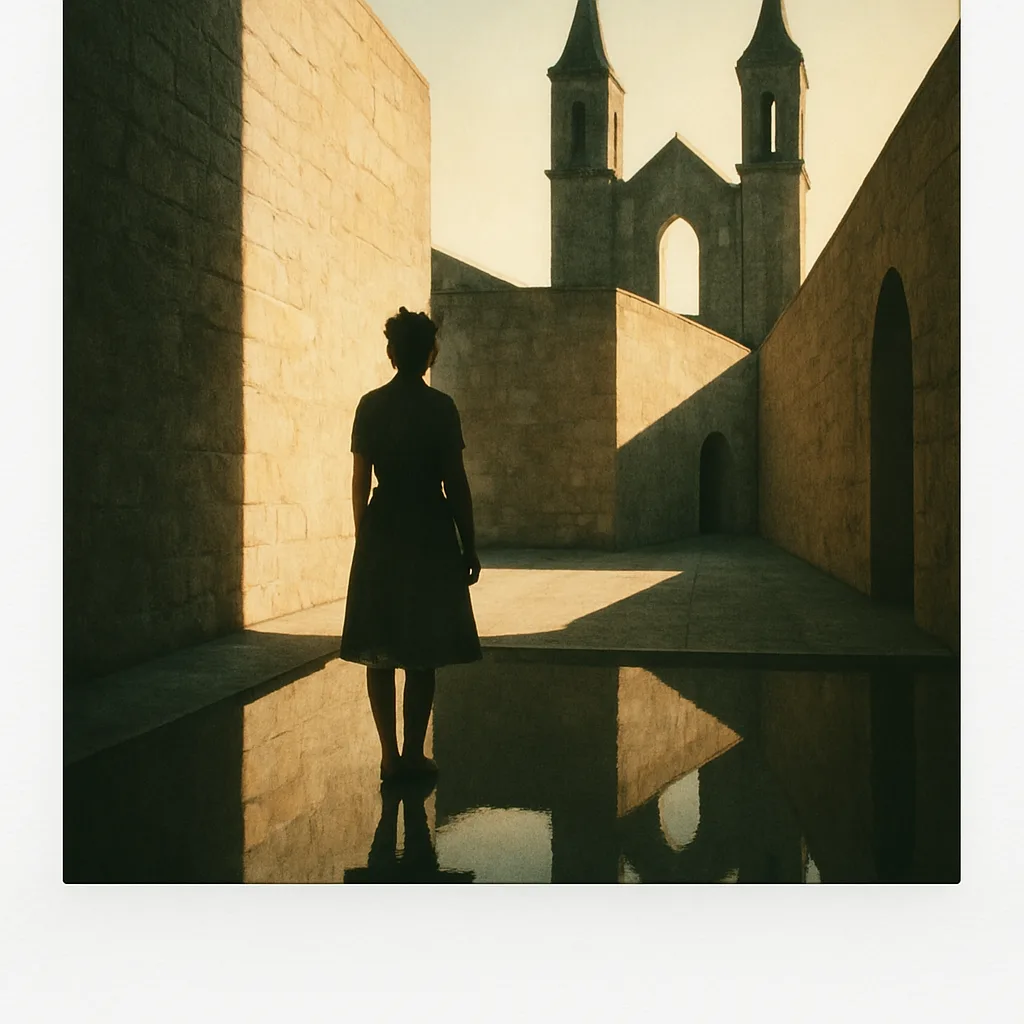Solitary Figure—their Silhouetted Form in a Skirt-like Garment