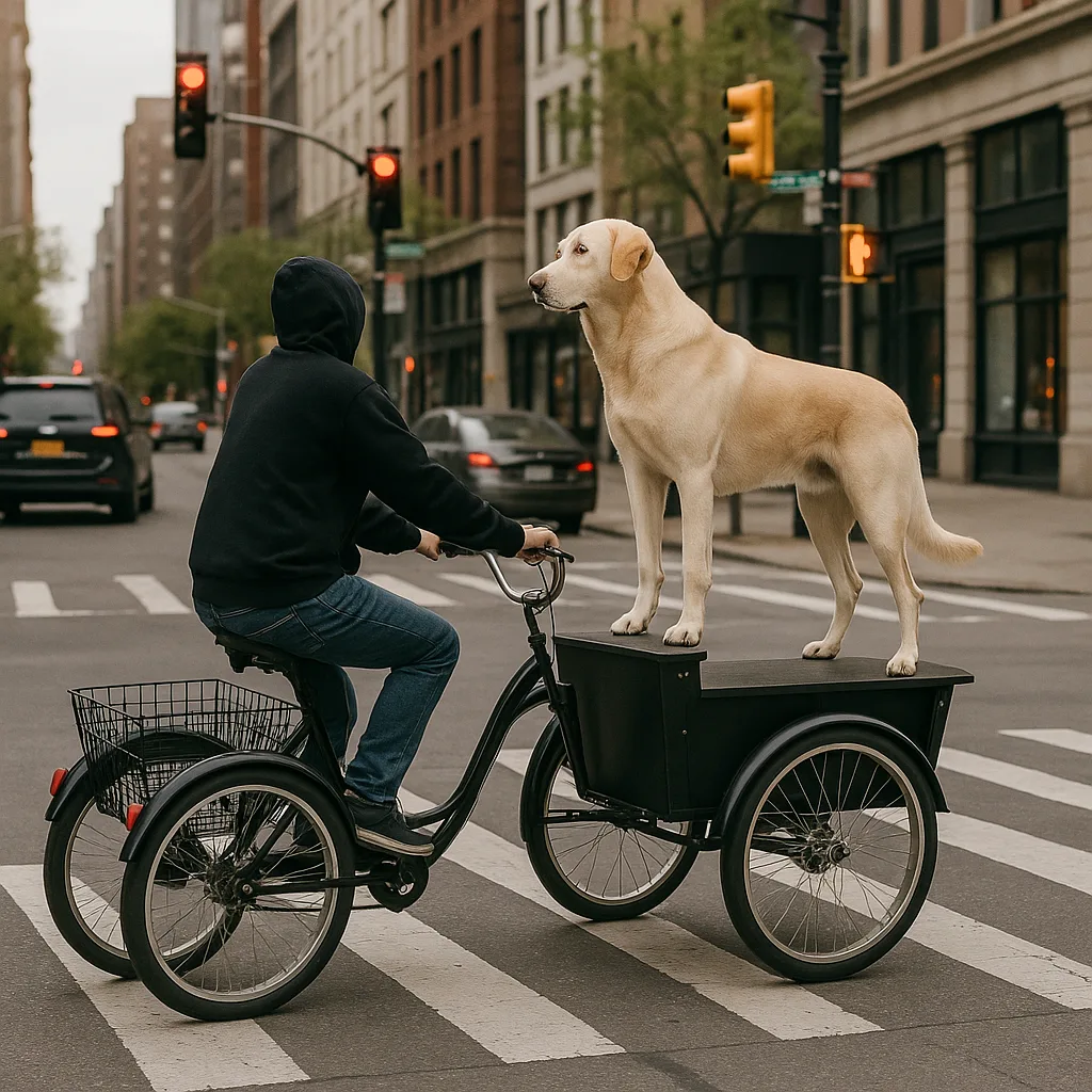 Person Rides a Tricycle