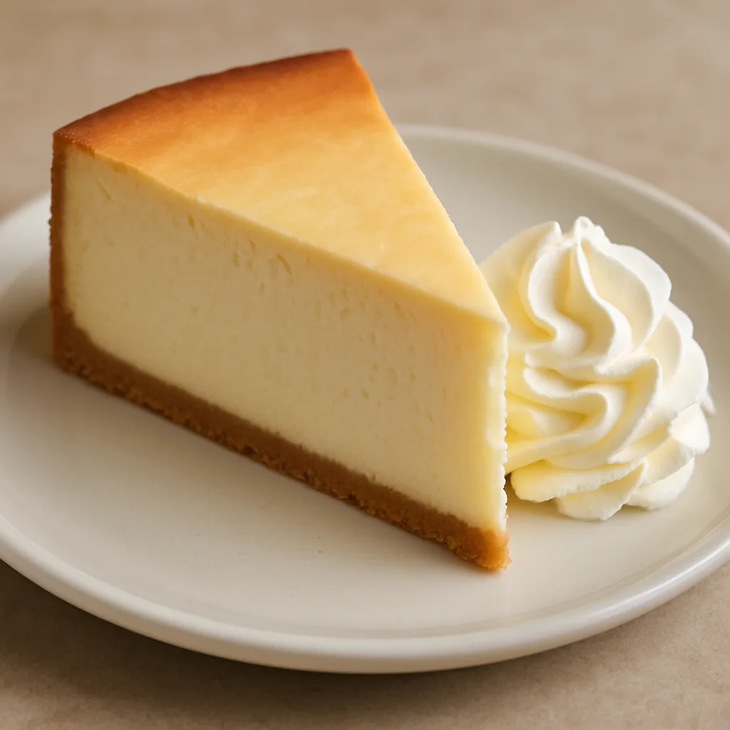 Slice of Cheesecake Served on a White Plate