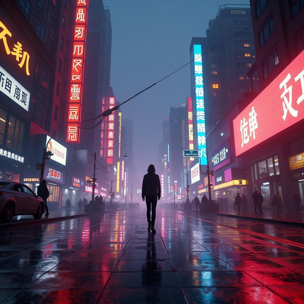 Majestic Cyberpunk Cityscape From the Ground Up