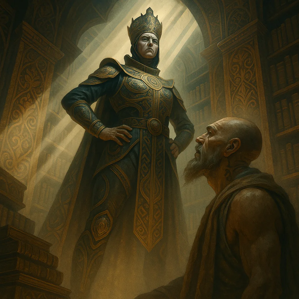 Towering Figure Clad in Ornate