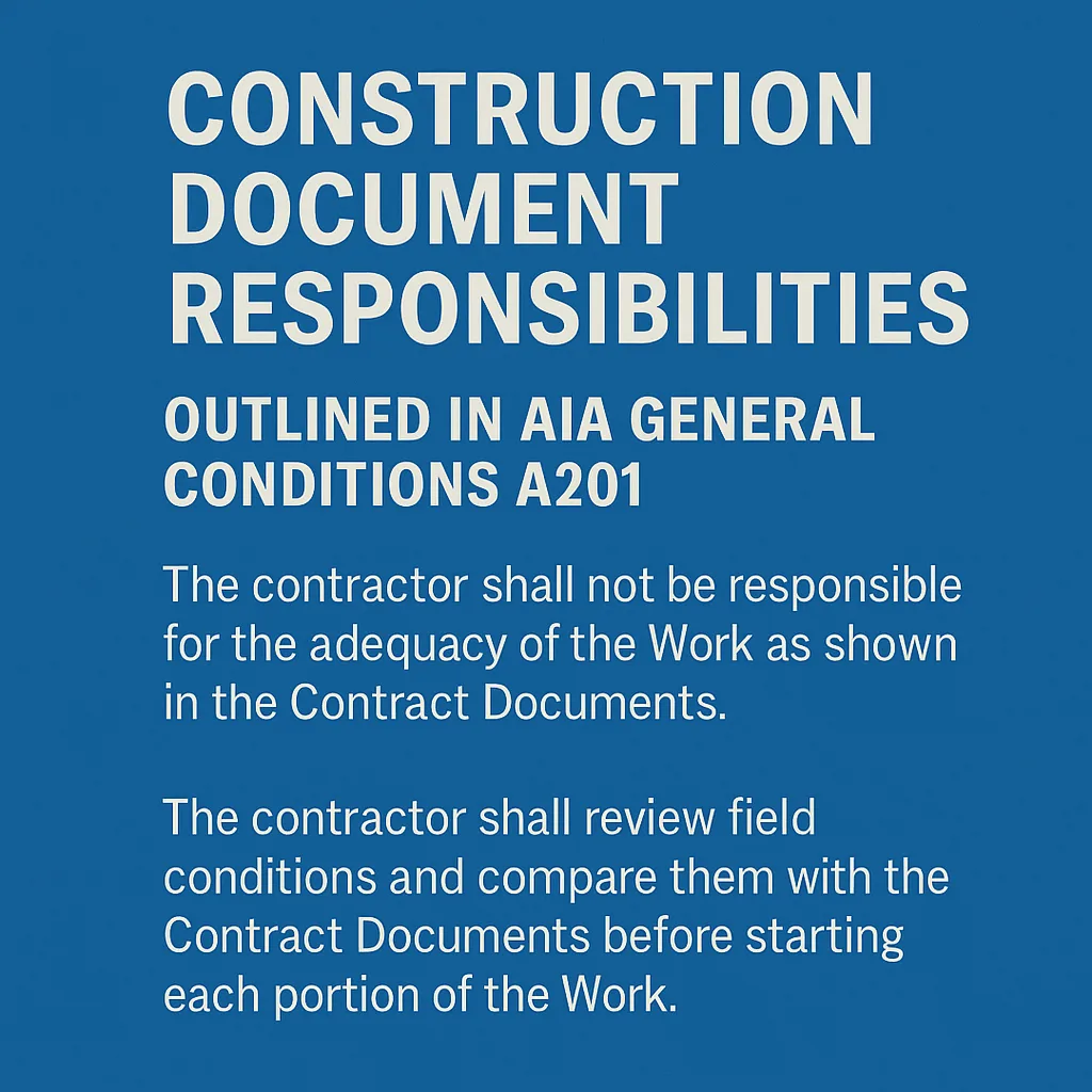 Text Slide with a Blue Background Containing Information About Construction