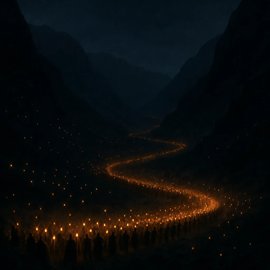 Innumerable Distant Torchlights Flicker Like Scattered Embers