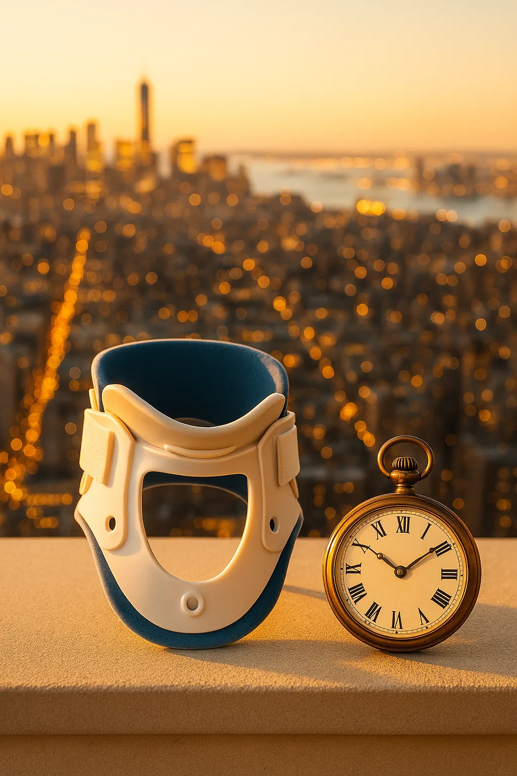 Panoramic Rooftop View Overlooking Illuminated City Lights Provides the Backdrop