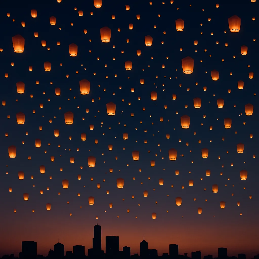 Immense Flotilla of Paper Lanterns Drifts Slowly Upwards