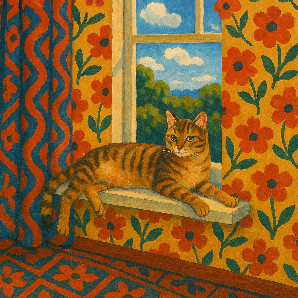 Cat Rests Comfortably on a Windowsill