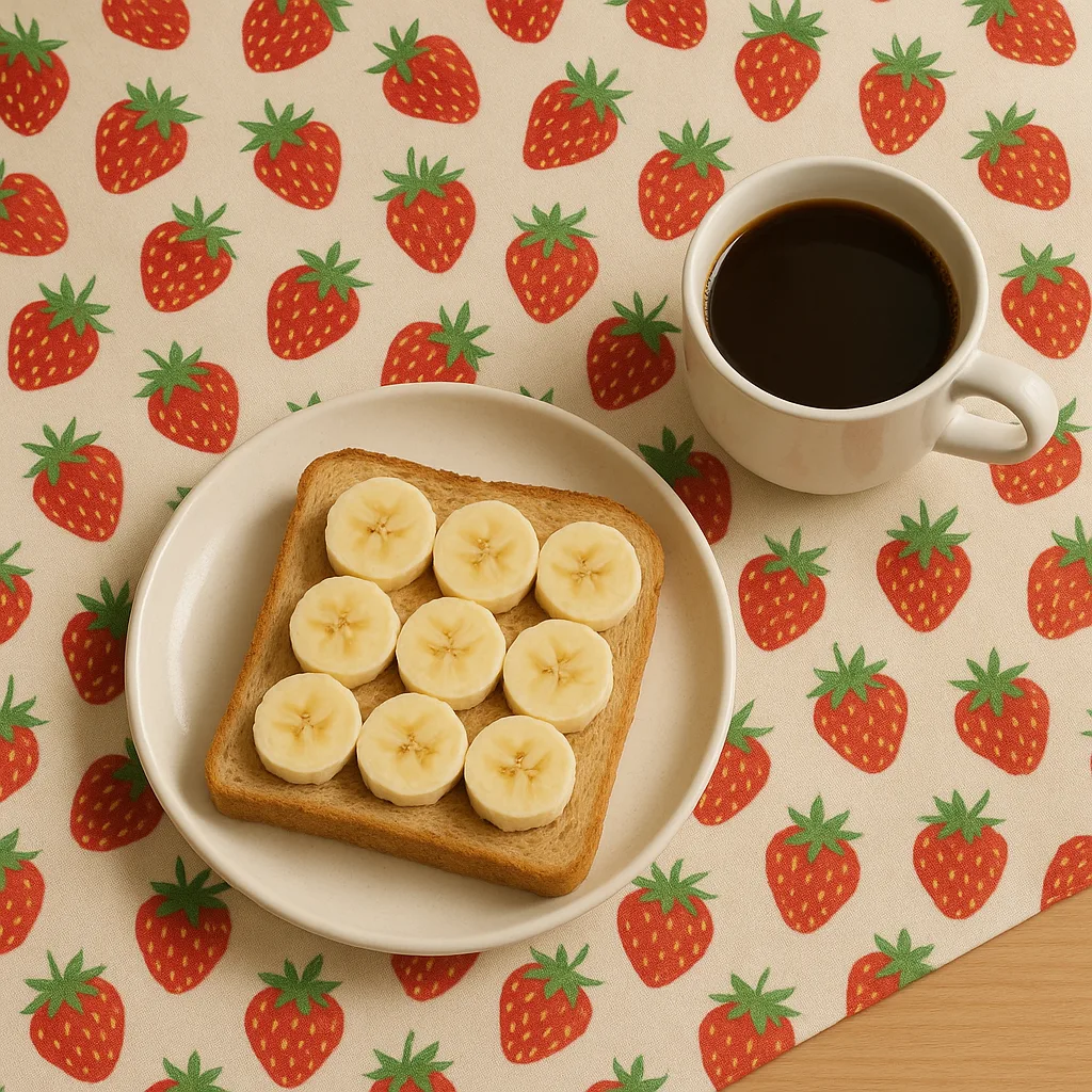 Plate with Sliced Banana on Bread