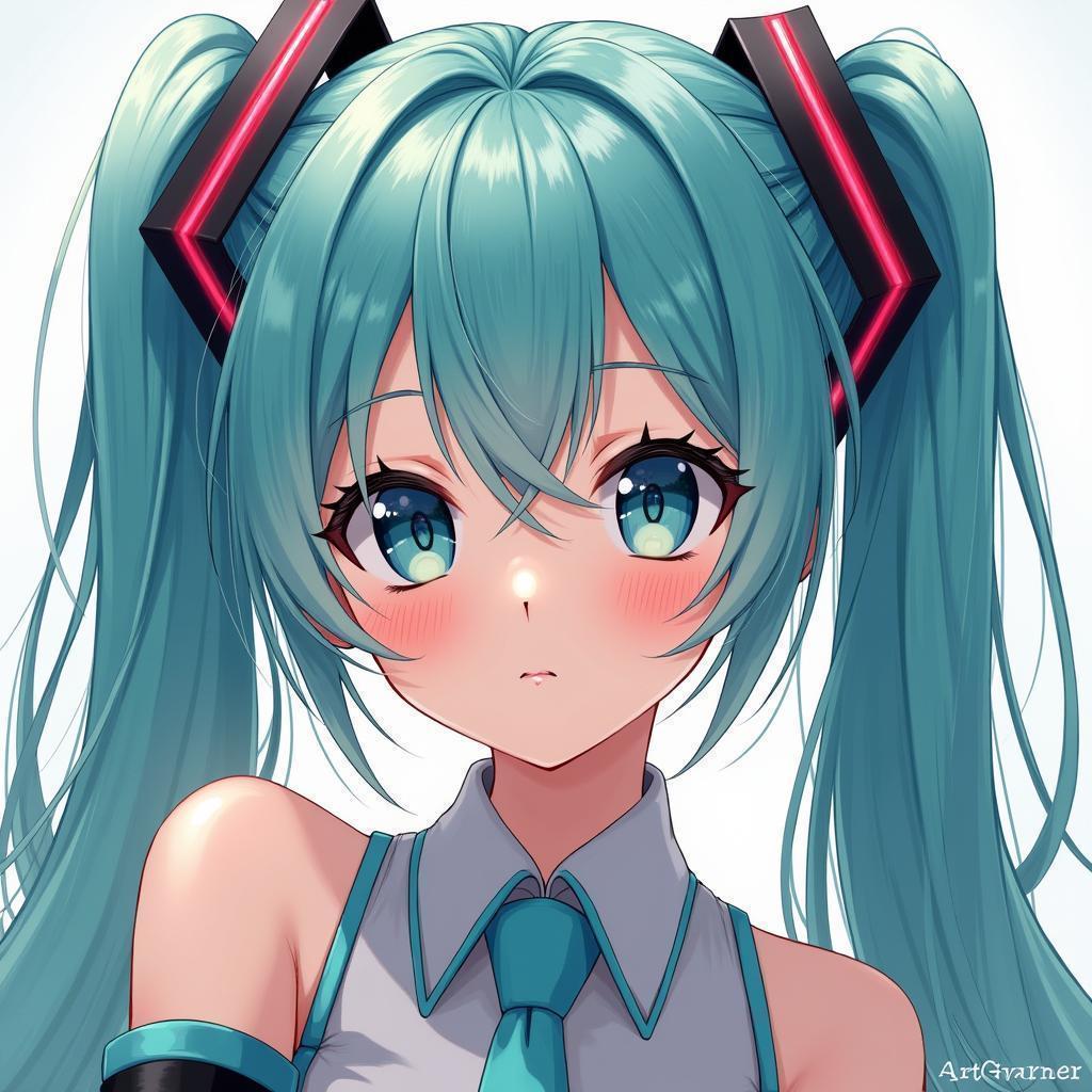 Disney Style Hatsune Miku in Elegant Anime Portrait