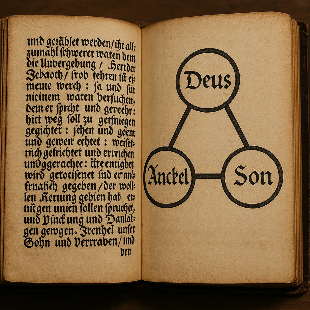 Open Antique Book with German Text