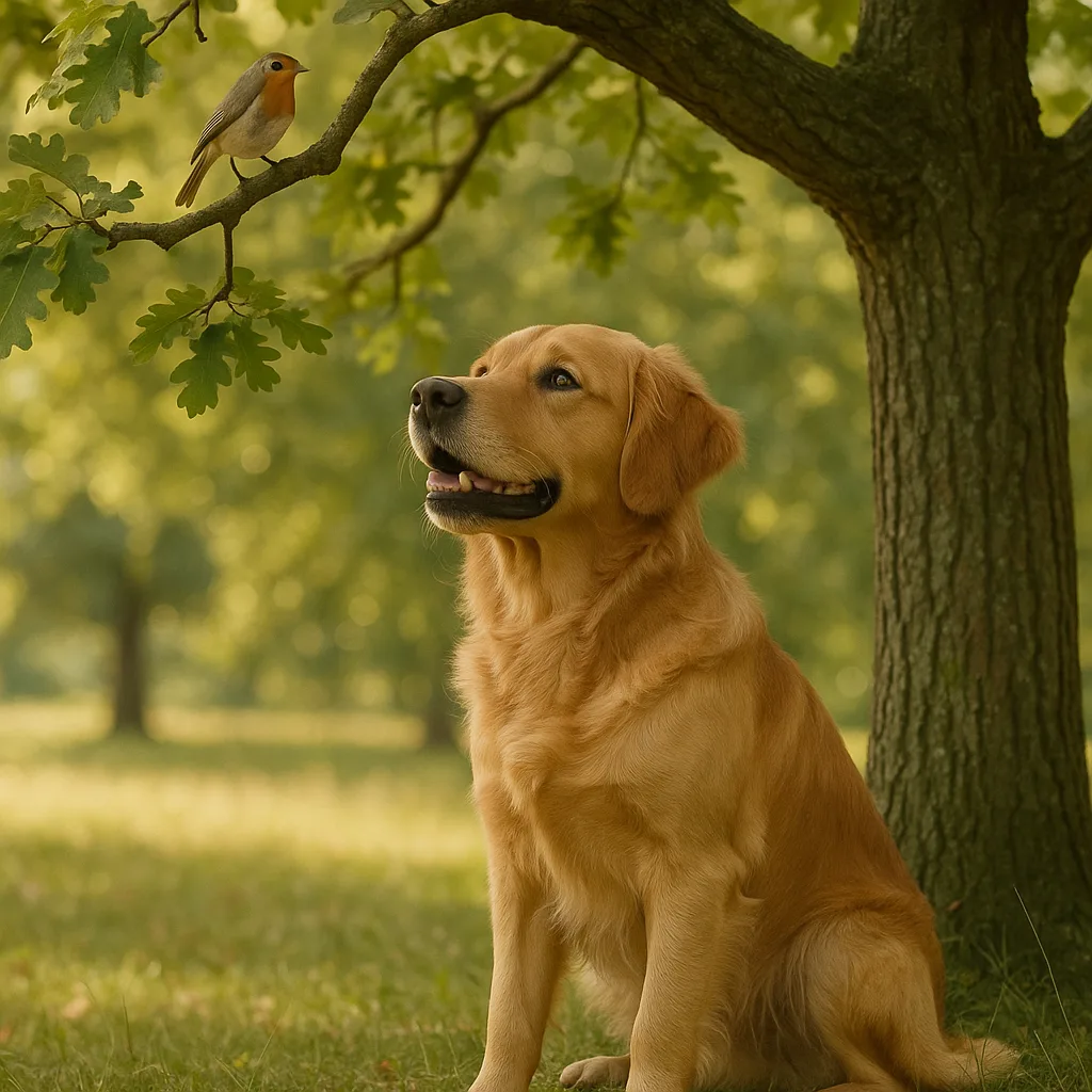 Picture Showing a Dog Resting Beneath a Tree