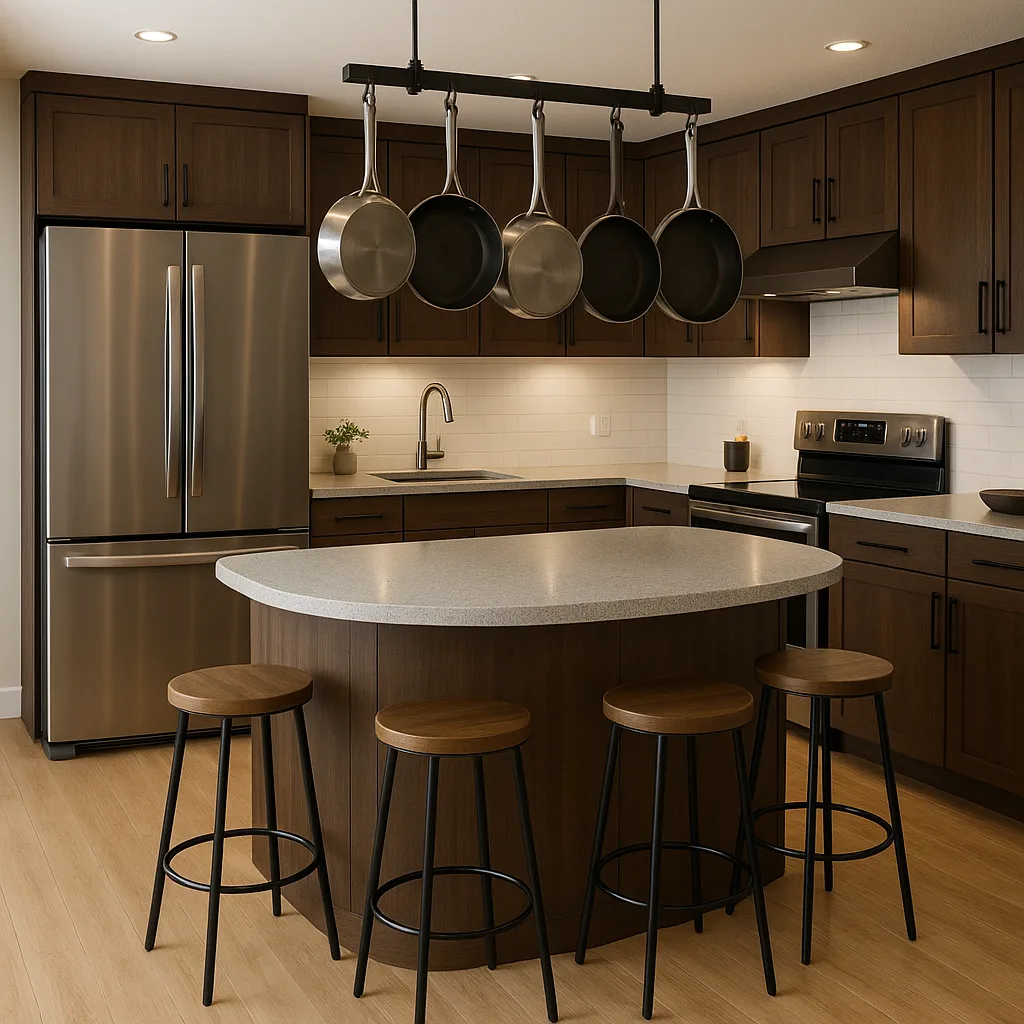 Modern Kitchen with Dark Wood Cabinetry