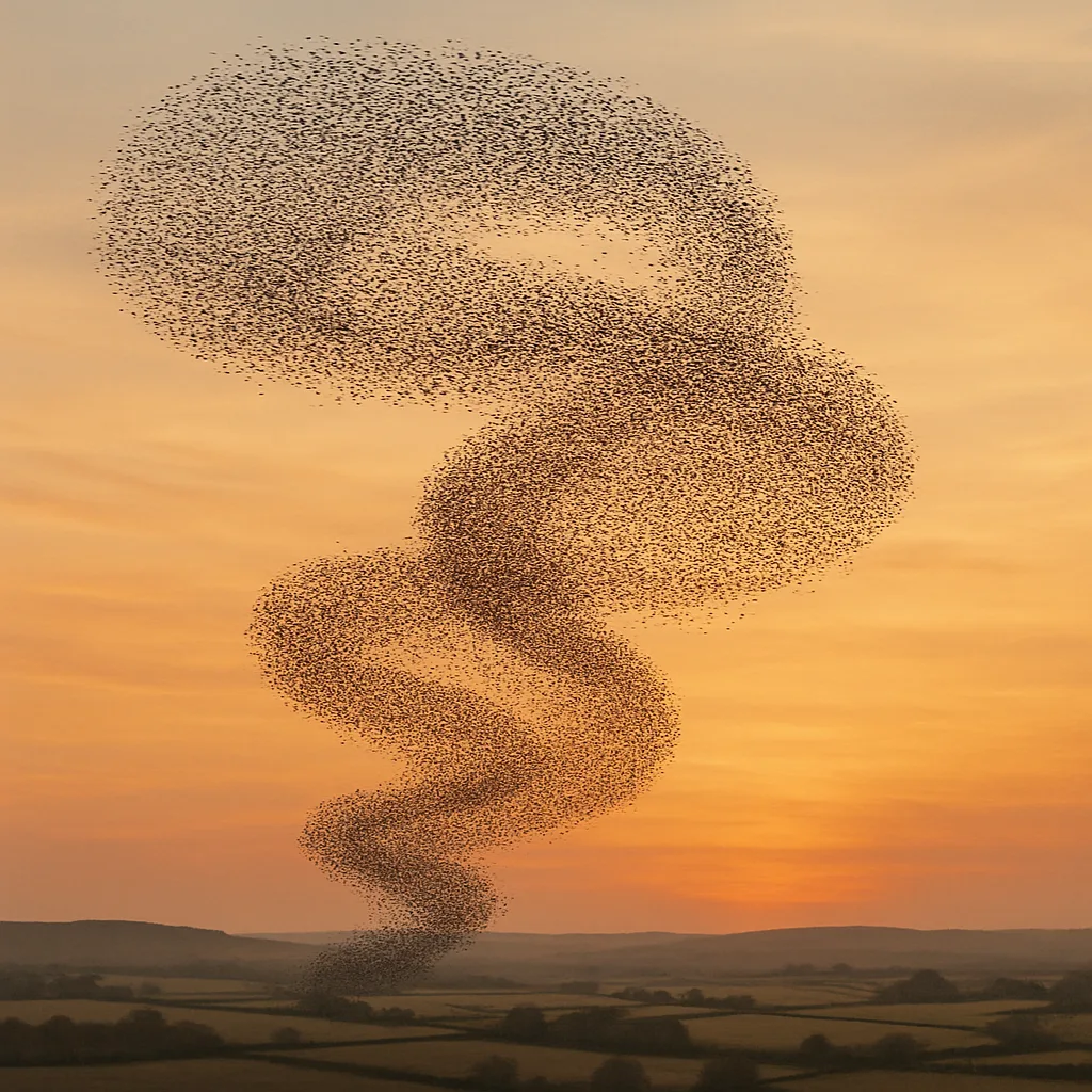 Vast Murmuration of Starlings Forms Dynamic